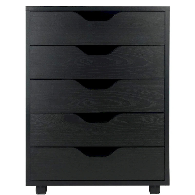 Meuble de classement mobile avec tiroirs coulissants et roulettes Noir Blanc