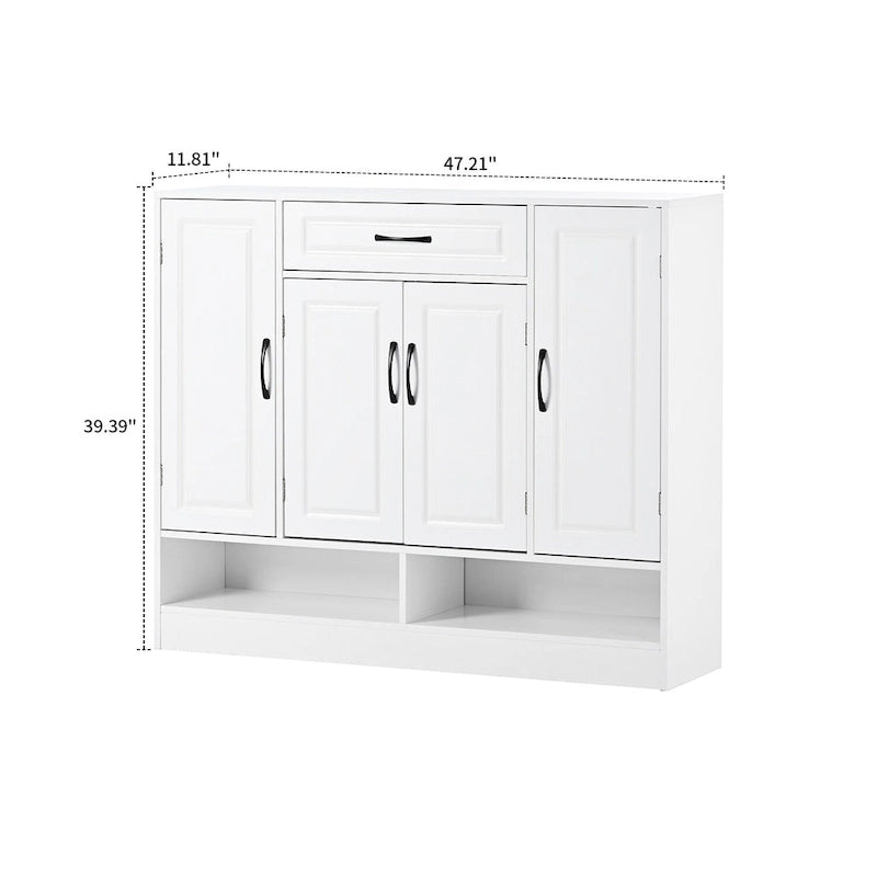 Large Particle Board Shoe Storage Cabinet with Drawer and Open Shelves