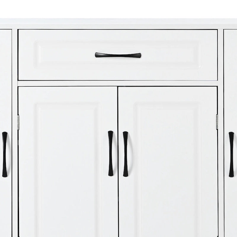 Large Particle Board Shoe Storage Cabinet with Drawer and Open Shelves