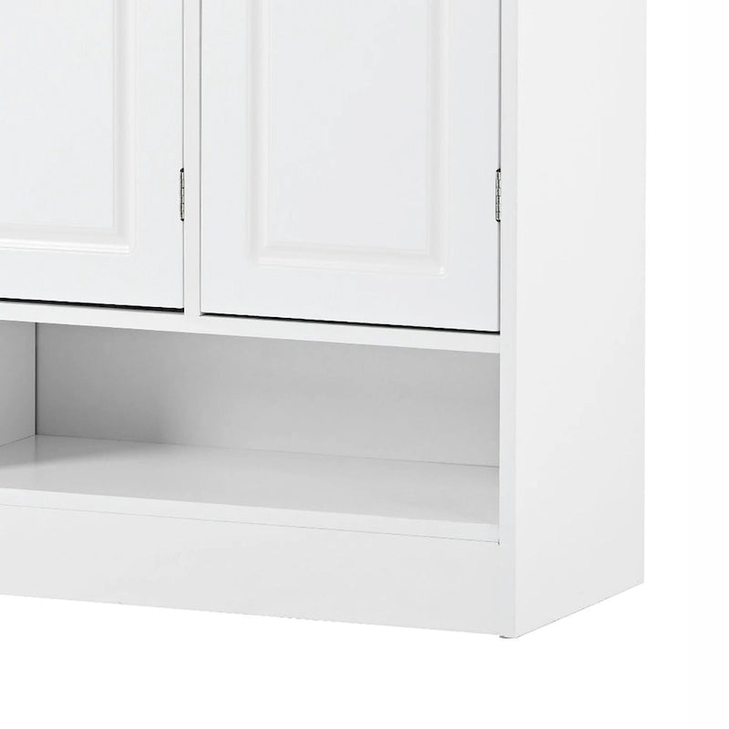 Large Particle Board Shoe Storage Cabinet with Drawer and Open Shelves