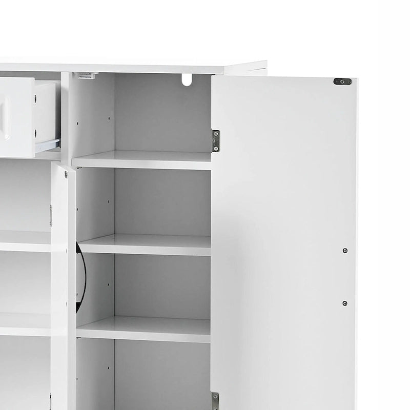 Large Particle Board Shoe Storage Cabinet with Drawer and Open Shelves