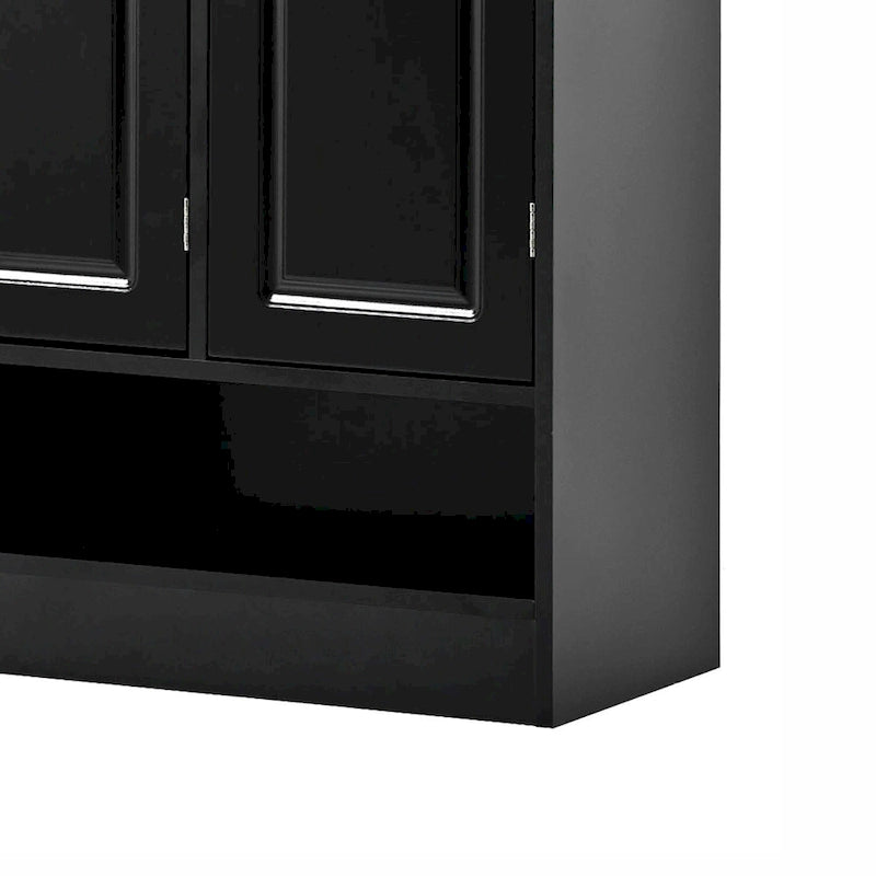 Large Particle Board Shoe Storage Cabinet with Drawer and Open Shelves