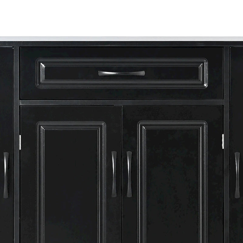 Large Particle Board Shoe Storage Cabinet with Drawer and Open Shelves