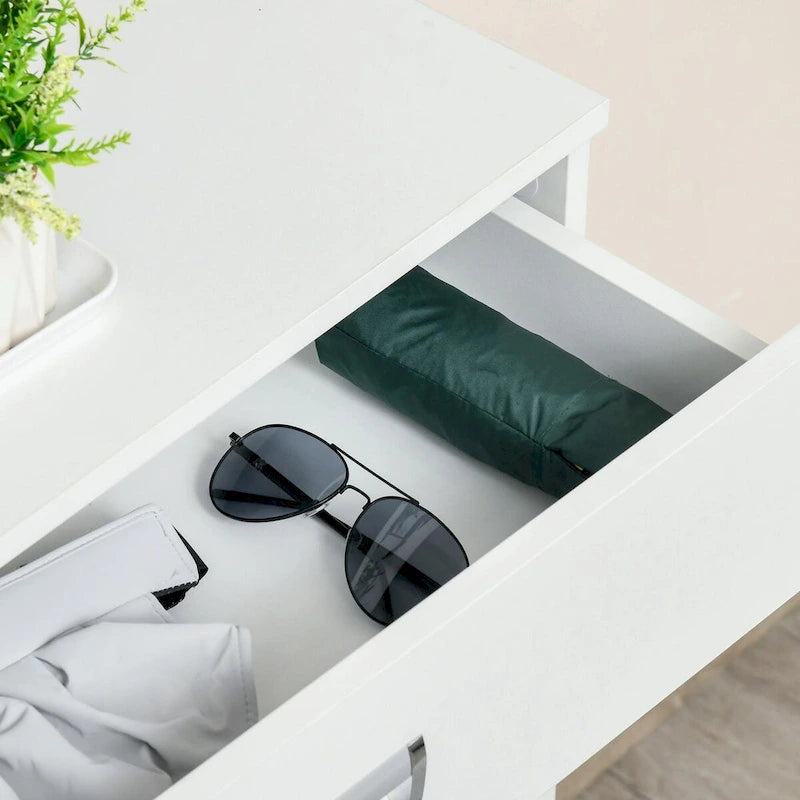 Meuble à chaussures blanc à 3 tiroirs basculants et étagères réglables