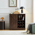 Meuble de bar rustique avec porte de grange et casier à vin 9 bouteilles
