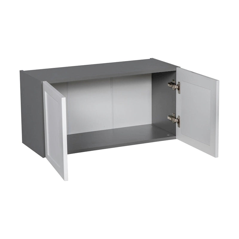 Armoire murale à double porte avec étagères réglables style Shaker