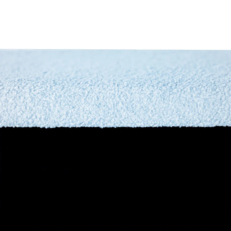 Banc de rangement ottoman rembourré en fausse fourrure avec pieds en épingle dorés Bleu ivoire