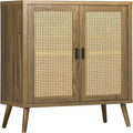 Meuble d'appoint en rotin avec portes, buffet de rangement en bois brun