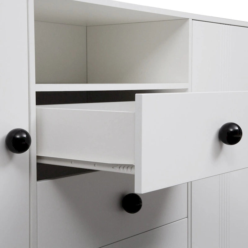 Buffet de salle à manger blanc avec 3 tiroirs et rangement à double porte