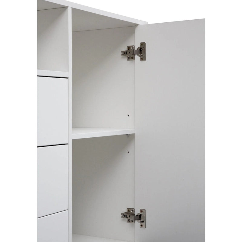 Buffet de salle à manger blanc avec 3 tiroirs et rangement à double porte