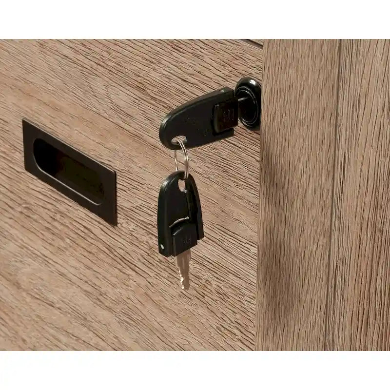 2-Drawer Lateral File Cabinet Brushed Oak Finish with Key Lock and Full Extension Slides