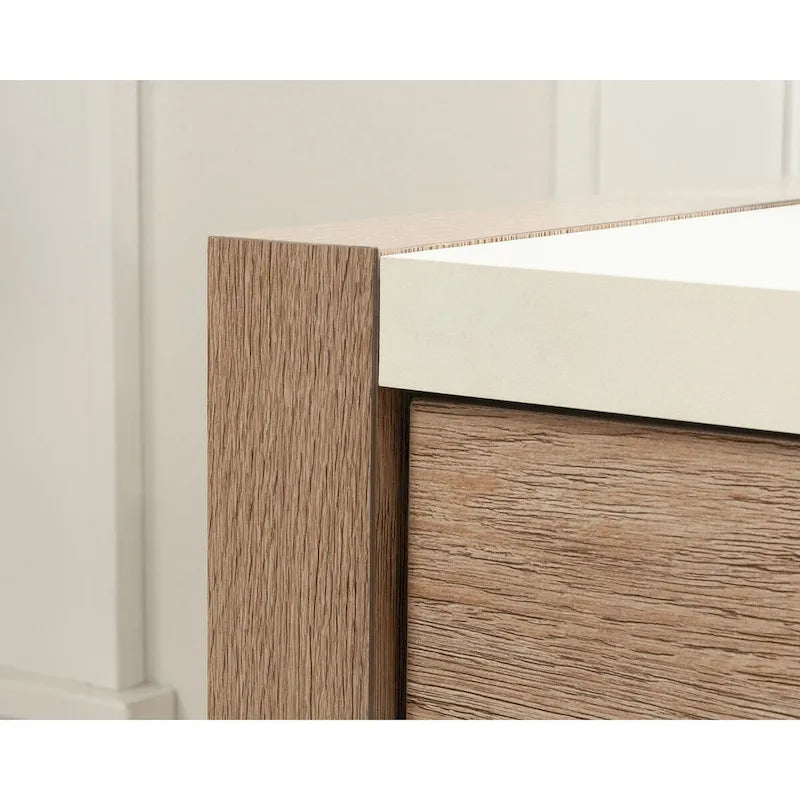 2-Drawer Lateral File Cabinet Brushed Oak Finish with Key Lock and Full Extension Slides