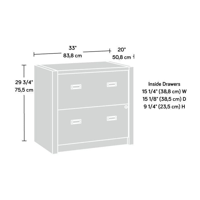 2-Drawer Lateral File Cabinet Brushed Oak Finish with Key Lock and Full Extension Slides