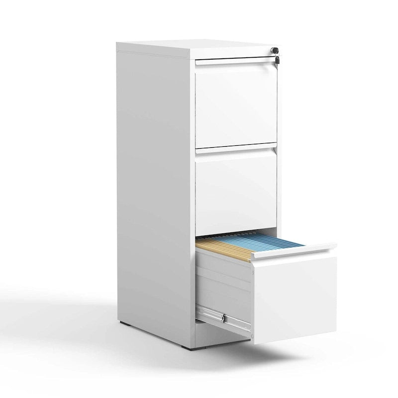 Meuble de classement vertical à 3 tiroirs en acier avec serrure Blanc Noir Bureau à domicile