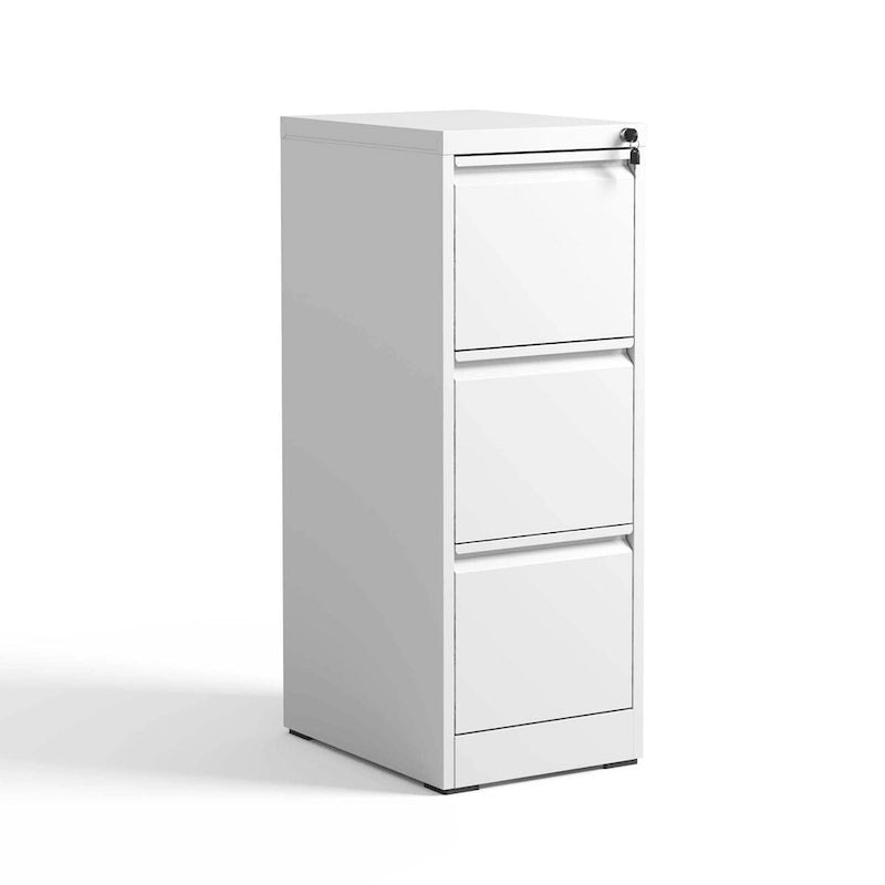 Meuble de classement vertical à 3 tiroirs en acier avec serrure Blanc Noir Bureau à domicile