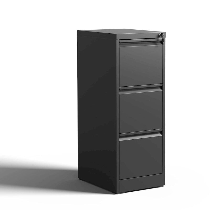 Meuble de classement vertical à 3 tiroirs en acier avec serrure Blanc Noir Bureau à domicile