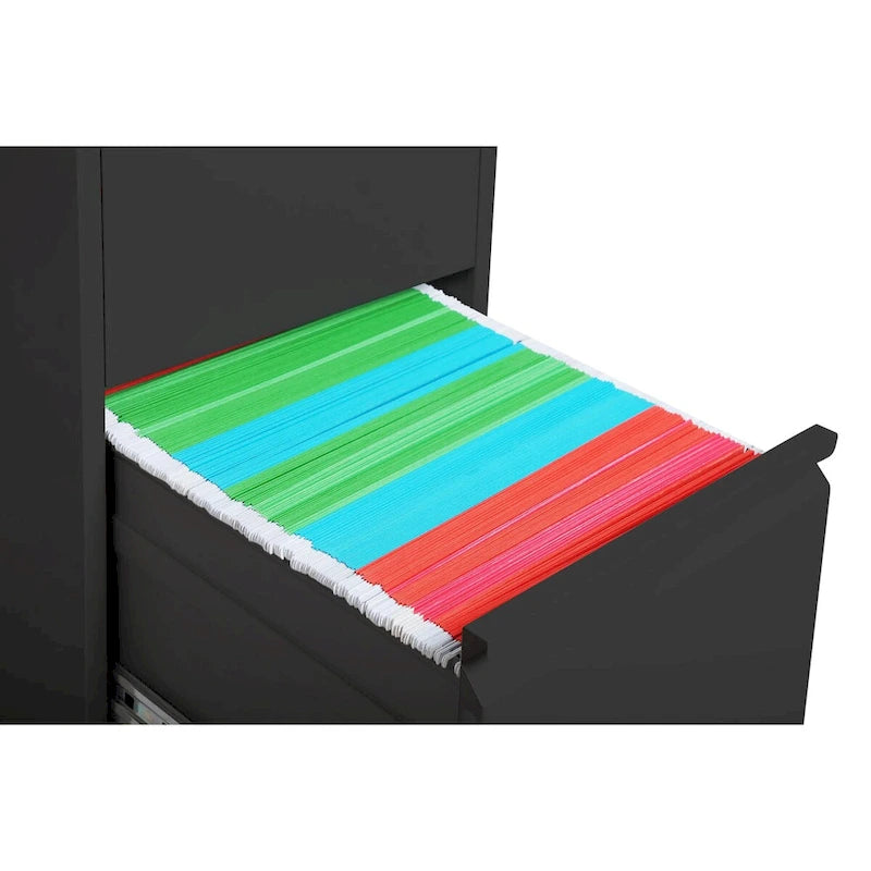 Meuble de classement vertical à 3 tiroirs en acier avec serrure Blanc Noir Bureau à domicile