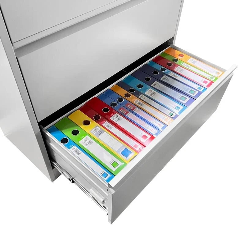 Classeur latéral en acier à 4 tiroirs avec serrure, blanc et noir, bureau à domicile