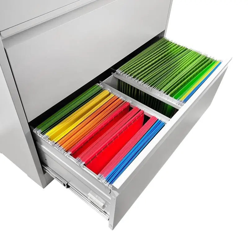 Classeur latéral en acier à 4 tiroirs avec serrure, blanc et noir, bureau à domicile