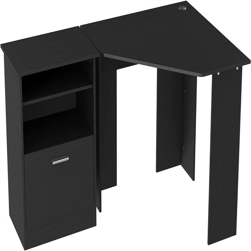 Bureau d'angle en L avec armoire de rangement en bois de cerisier
