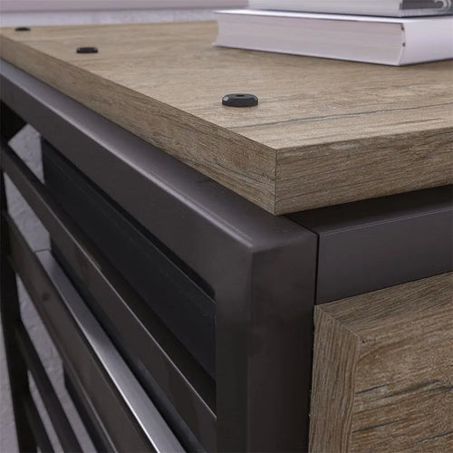 2-Drawer Lateral File Cabinet Rustic Gray Charred Wood Industrial Steel Frame