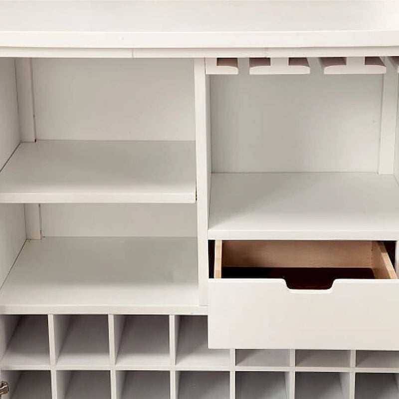 Meuble de bar à 2 portes nid d'abeille blanc avec pieds en métal doré en X