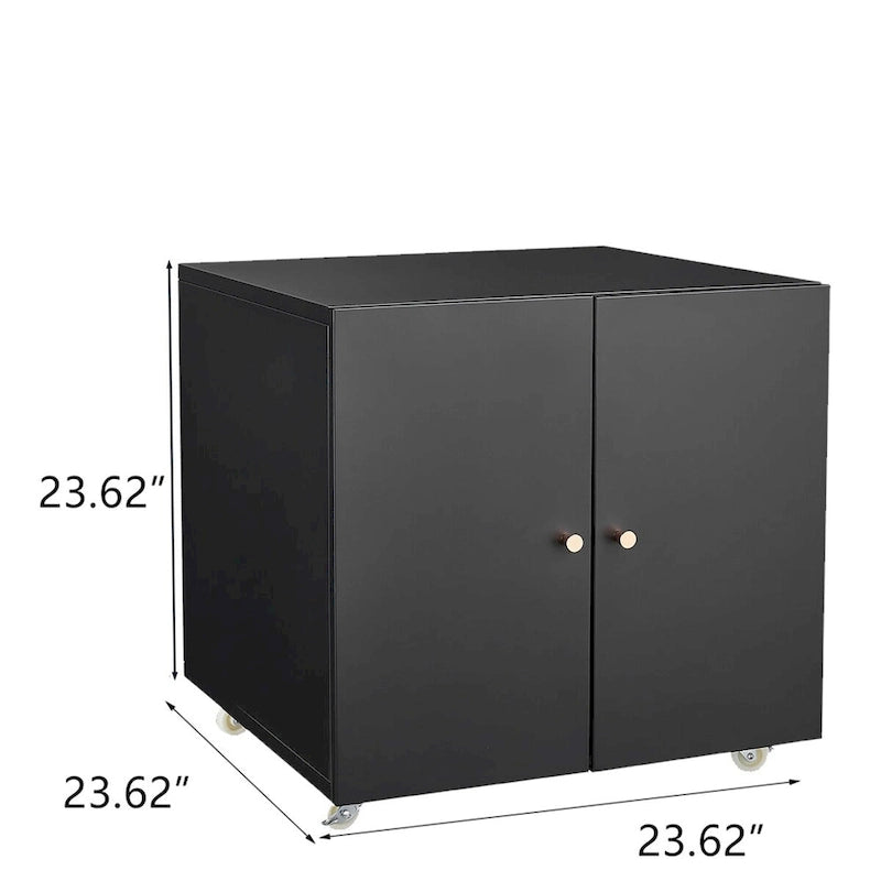 2-Door Steel Mobile Storage Cabinet with Locking Wheels Black