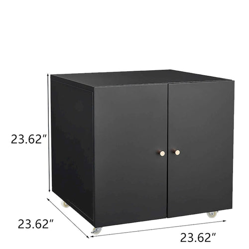 2-Door Steel Mobile Storage Cabinet with Locking Wheels Black