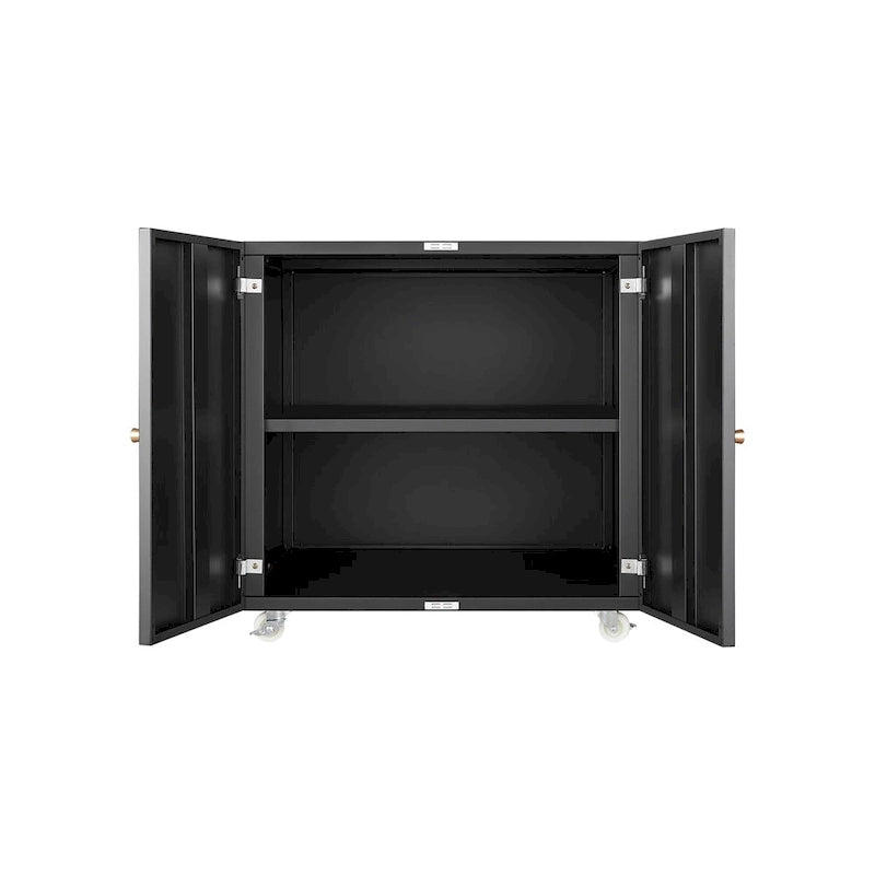 2-Door Steel Mobile Storage Cabinet with Locking Wheels Black