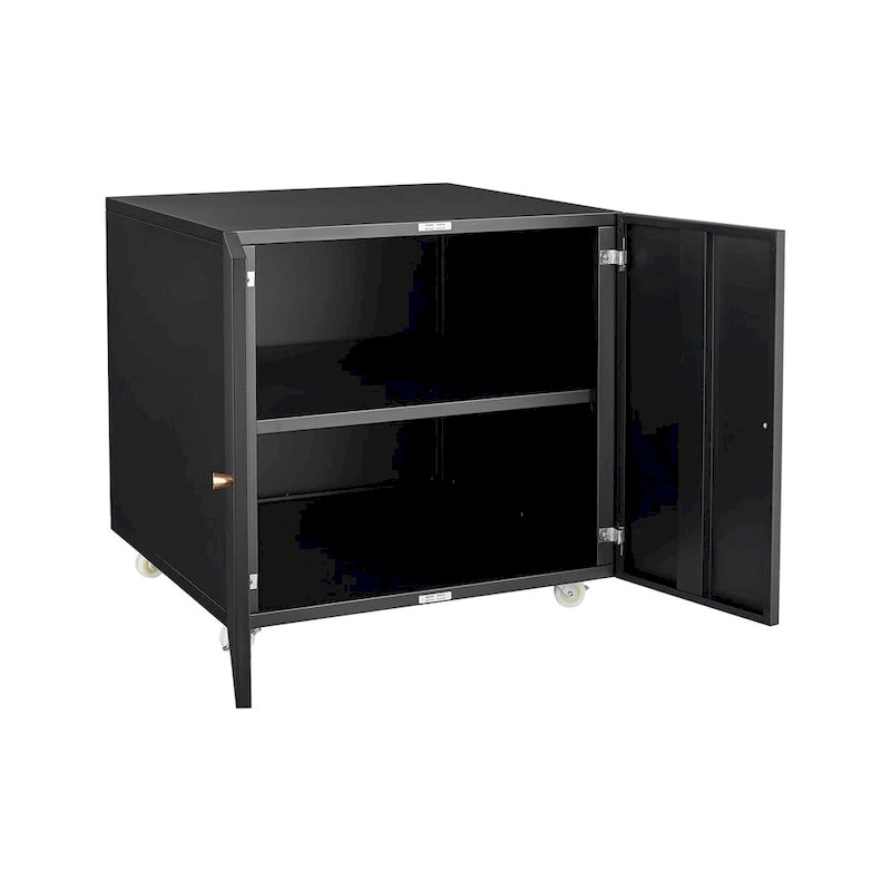 2-Door Steel Mobile Storage Cabinet with Locking Wheels Black