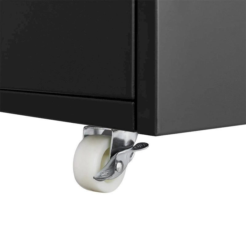 2-Door Steel Mobile Storage Cabinet with Locking Wheels Black