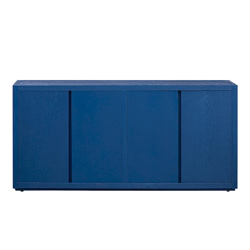 Bahut à quatre portes en frêne noir et bleu marine avec rangements