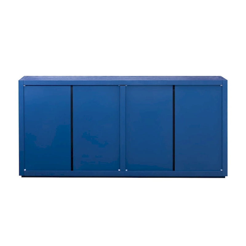 Bahut à quatre portes en frêne noir et bleu marine avec rangements