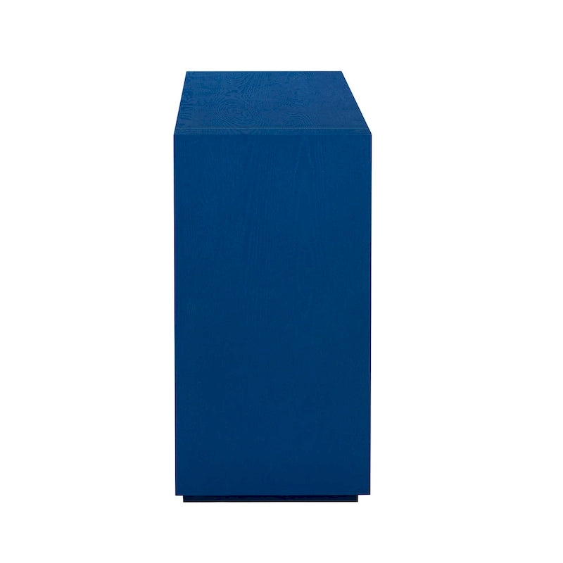 Bahut à quatre portes en frêne noir et bleu marine avec rangements