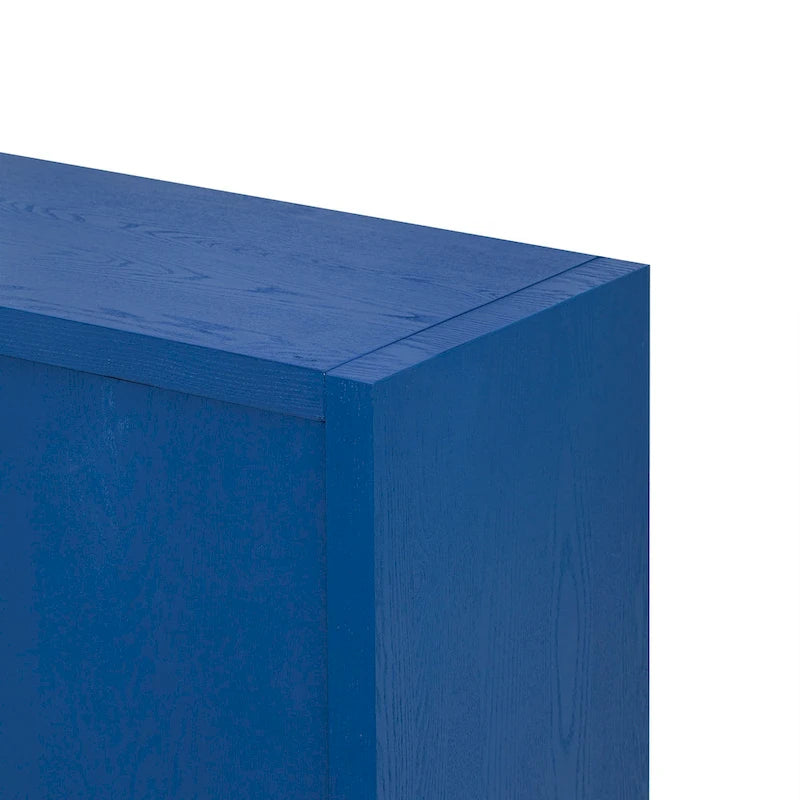 Bahut à quatre portes en frêne noir et bleu marine avec rangements