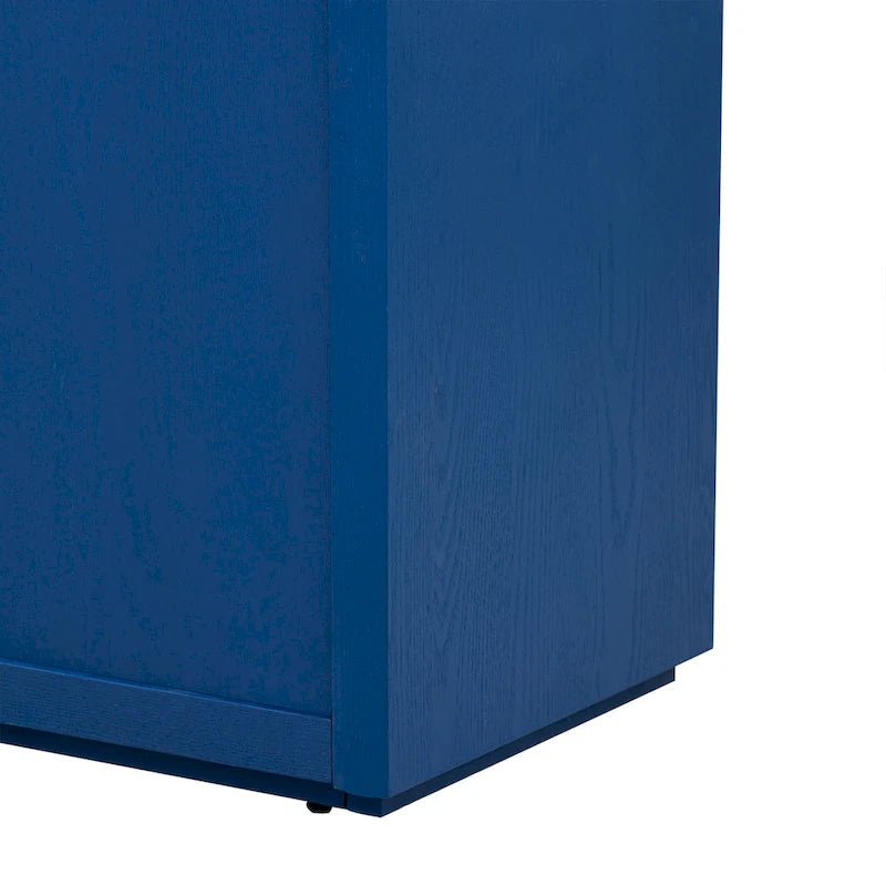 Bahut à quatre portes en frêne noir et bleu marine avec rangements