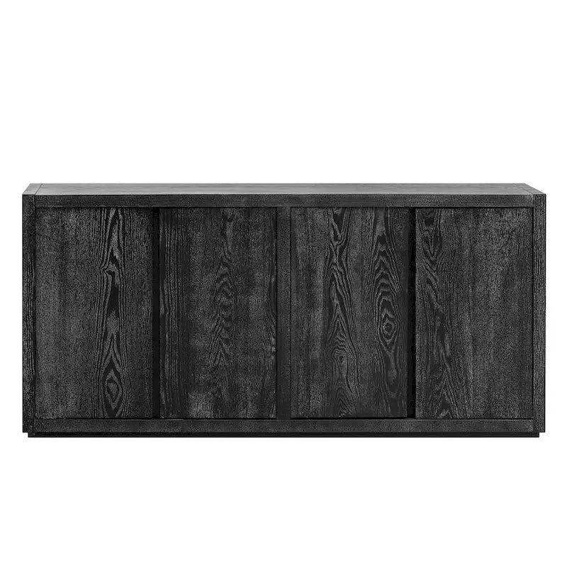 Bahut à quatre portes en frêne noir et bleu marine avec rangements