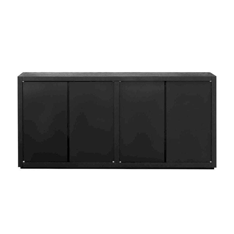 Bahut à quatre portes en frêne noir et bleu marine avec rangements