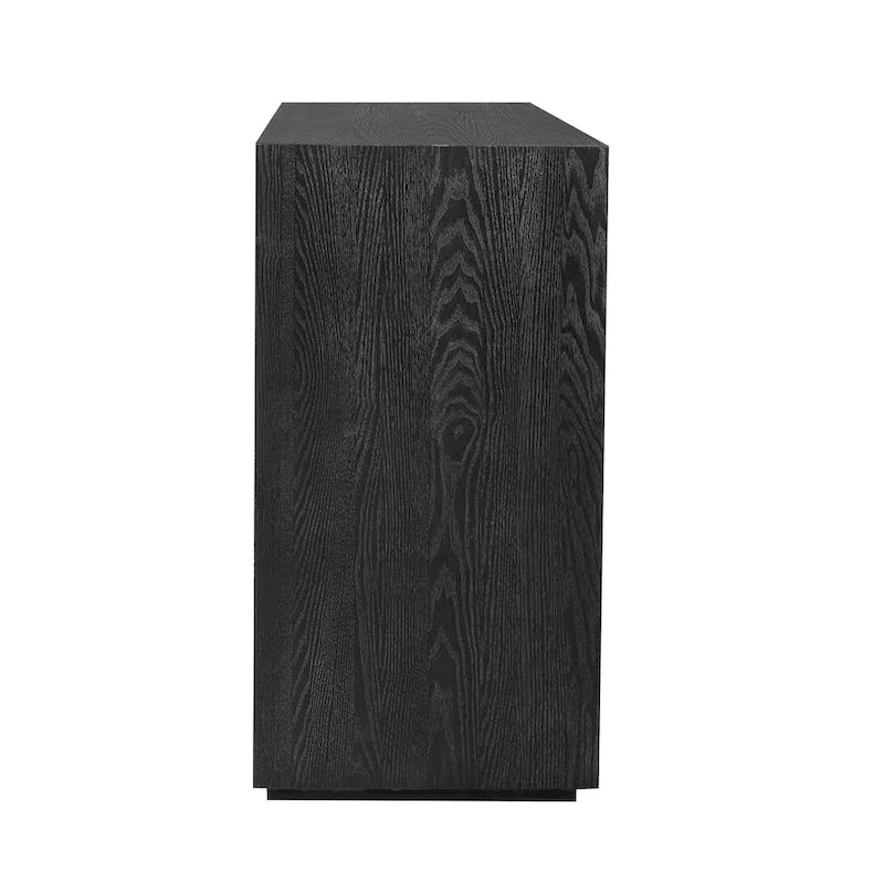 Bahut à quatre portes en frêne noir et bleu marine avec rangements
