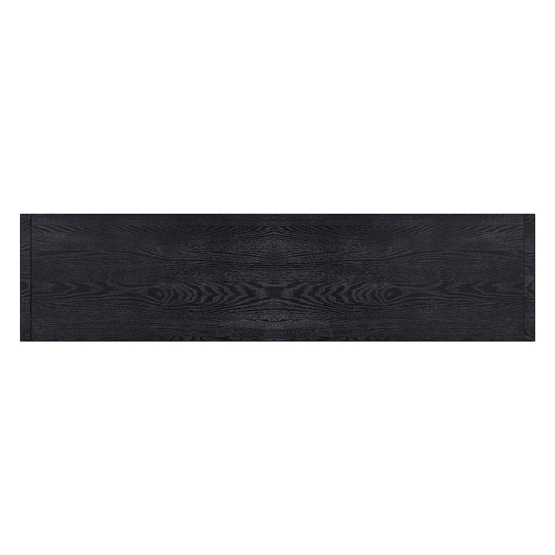 Bahut à quatre portes en frêne noir et bleu marine avec rangements