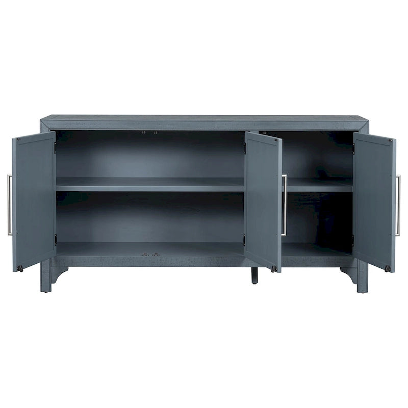 Buffet 3 portes à chevrons avec étagères réglables, gris