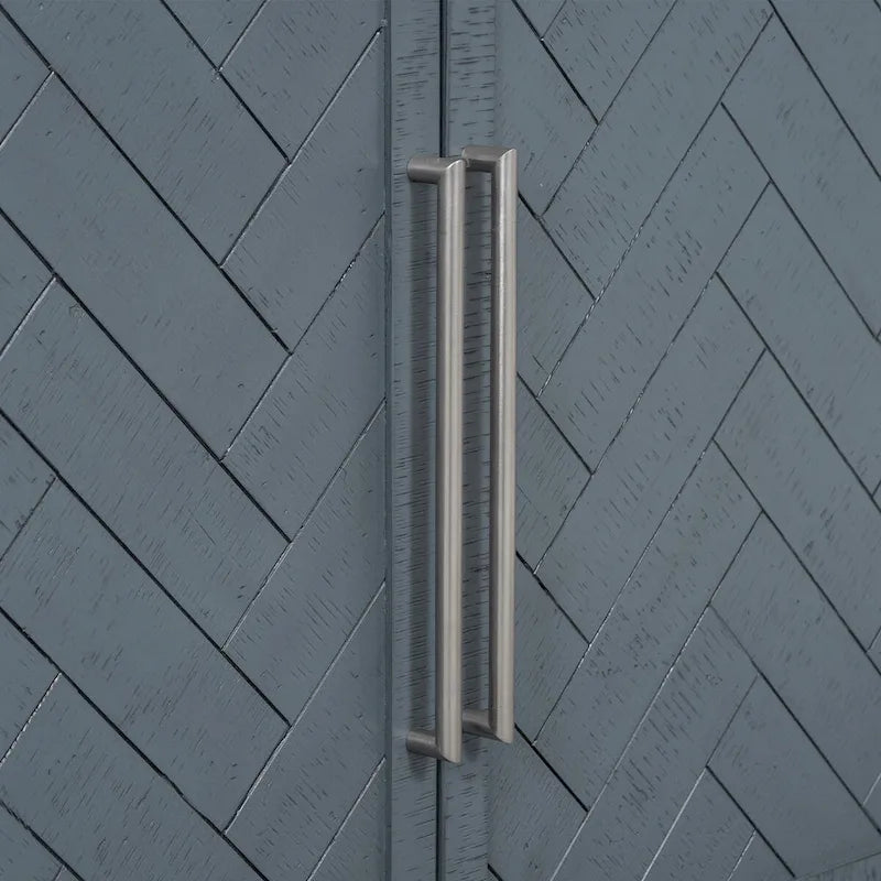 Buffet 3 portes à chevrons avec étagères réglables, gris