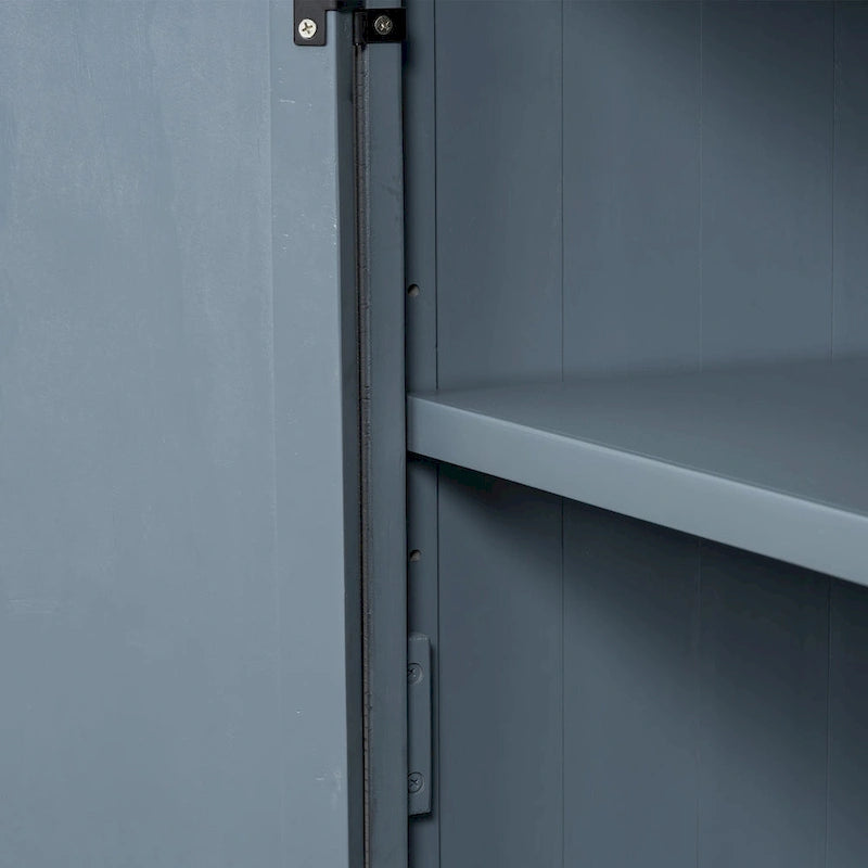 Buffet 3 portes à chevrons avec étagères réglables, gris
