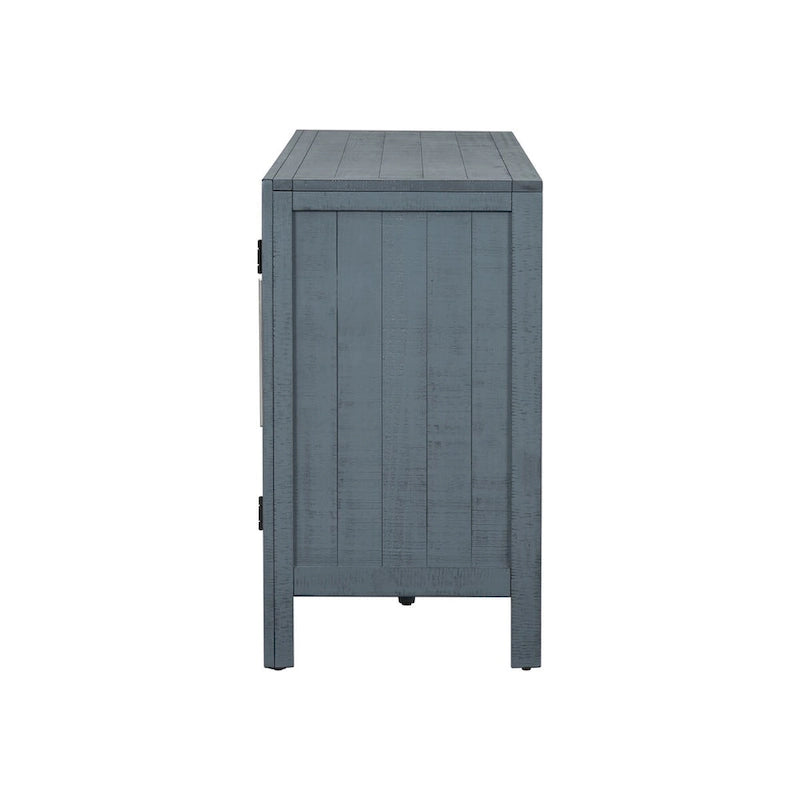 Buffet 3 portes à chevrons avec étagères réglables, gris