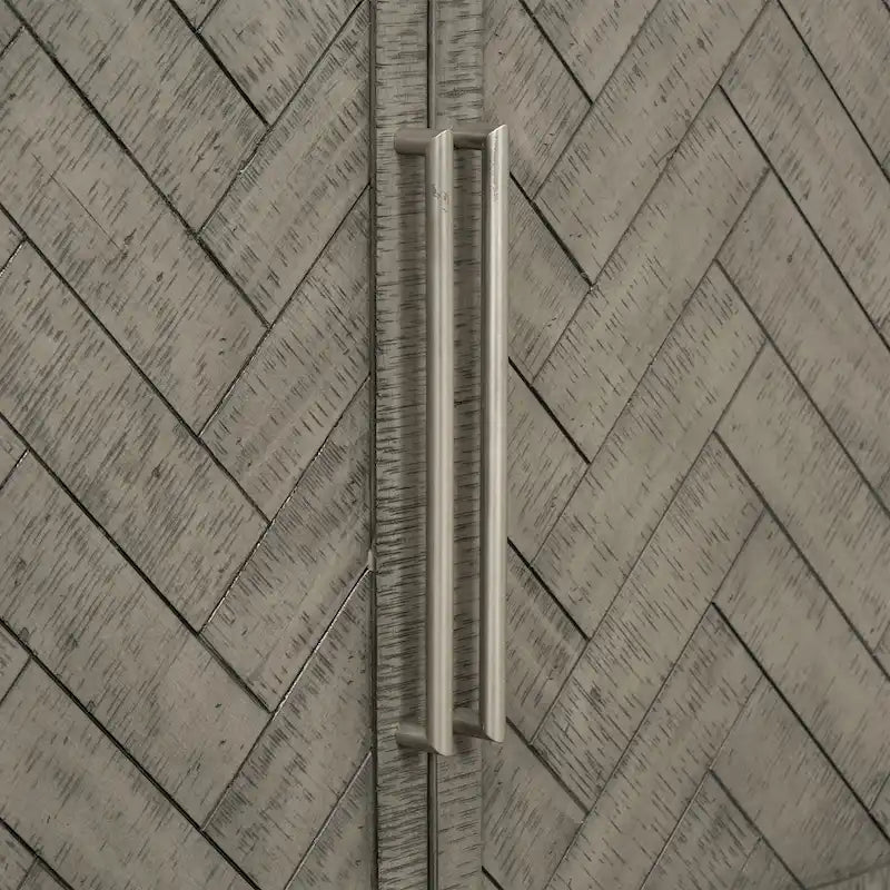 Buffet 3 portes à chevrons avec étagères réglables, gris