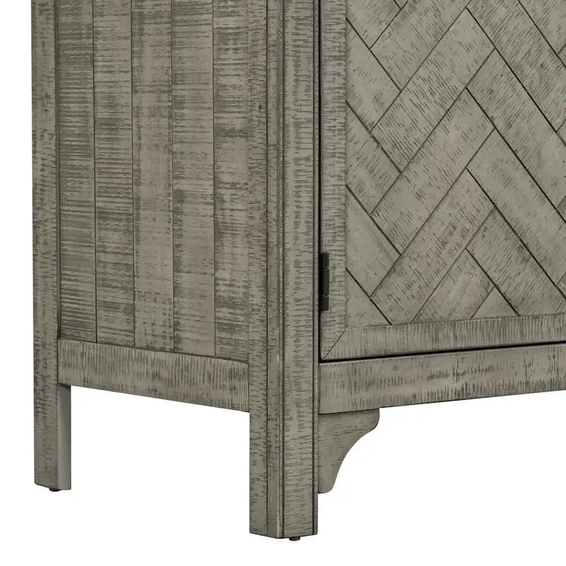 Buffet 3 portes à chevrons avec étagères réglables, gris