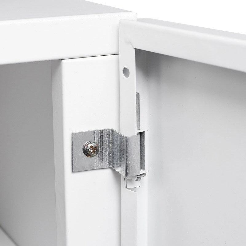 Meuble d'imprimante en acier blanc avec roulettes verrouillables et étagère réglable