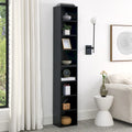 Étagère de rangement étroite et haute à 8 niveaux avec tablettes réglables, noir/noyer/rose
