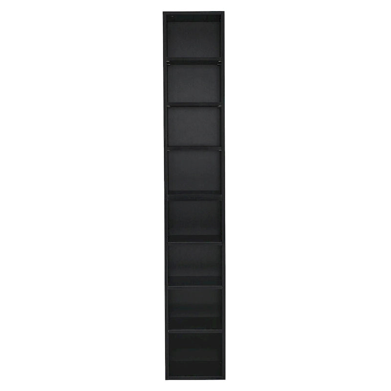 Étagère de rangement étroite et haute à 8 niveaux avec tablettes réglables, noir/noyer/rose