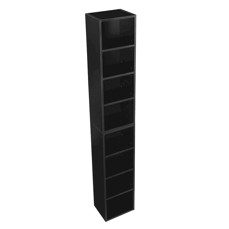 Étagère de rangement étroite et haute à 8 niveaux avec tablettes réglables, noir/noyer/rose